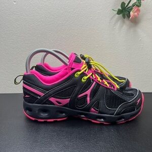 Speedo Womens Hydro Comfort 4.0 72081 Black Pink Lace Up Water Shoes Size 6